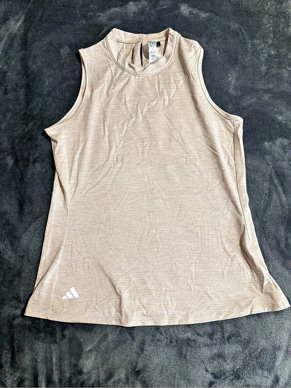 Adidas Women Small Mock Neck Sleeveless Golf Shirt Beige